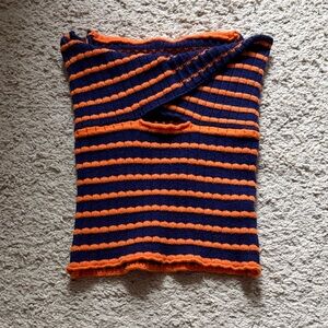Striped Orange and Blue Knit tube top